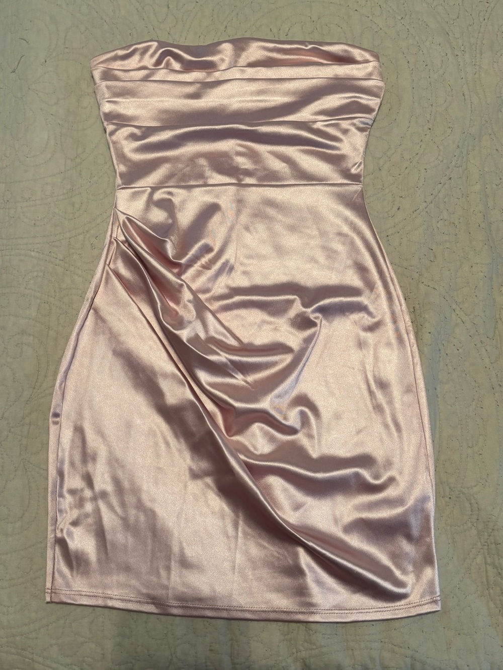 Windsor Strapless Satin Bodycon Dress in Blush Pink